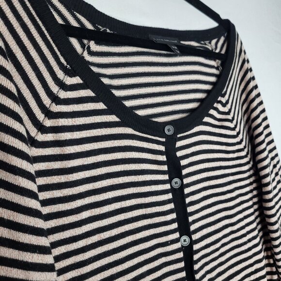 Lane Bryant Cardigan Sweater Women's Plus SZ 18/20 Black Gold Striped Metallic - Picture 5 of 8
